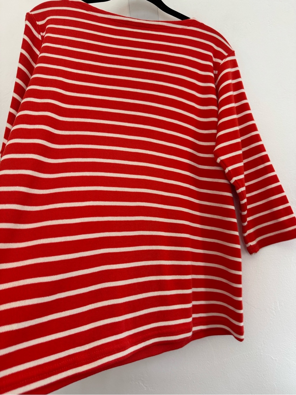 L.L. Bean Boat Neck French Sailor Ribbed Knit Pullover Top 3/4 Sleeve Orange - Picture 7 of 10